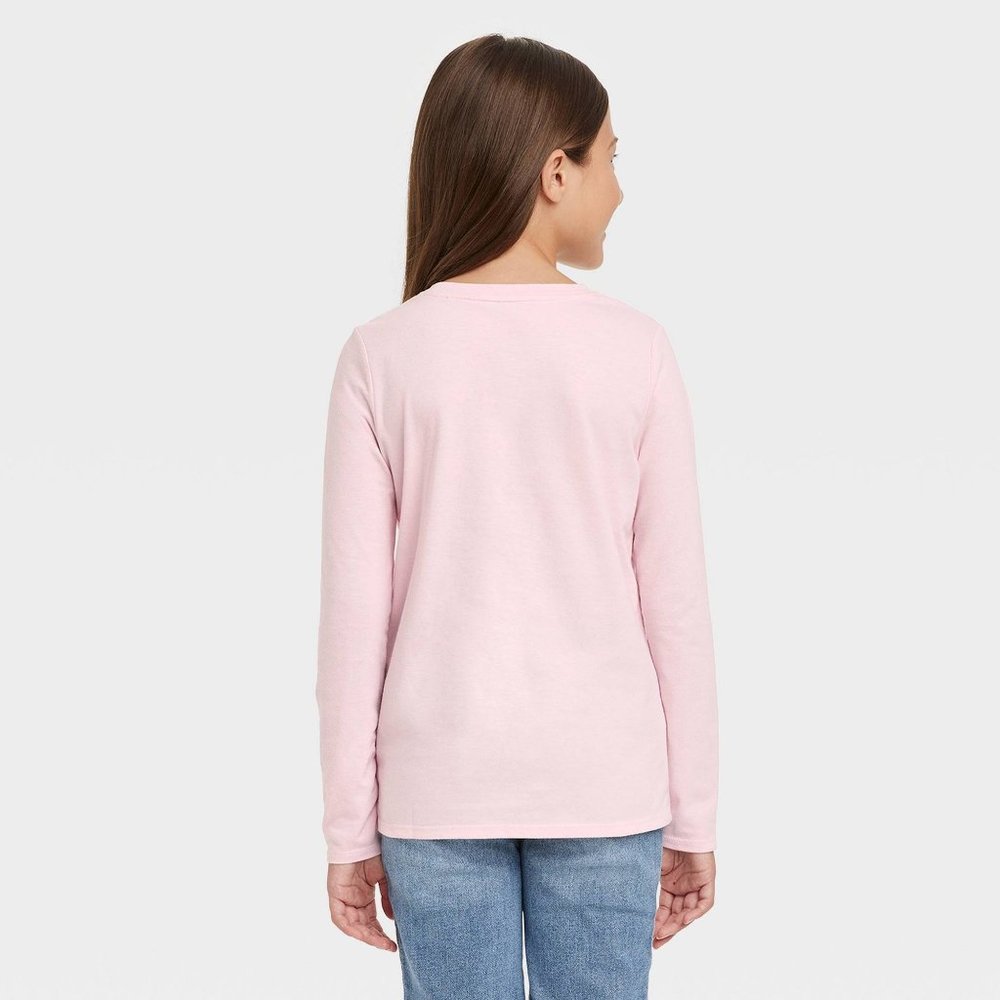 Cat & Jack-Girls' Candy Cane Heart  Long Sleeve Graphic T-Shirt - Soft Pink XS - Picture 2 of 8